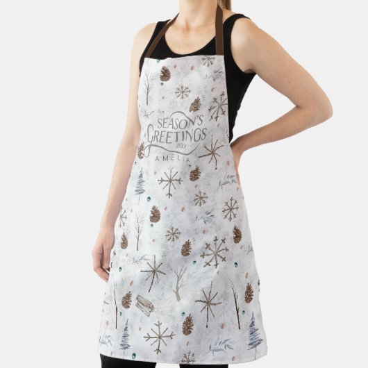 Boho Tigs & Pinecone Christmas ID986 エプロン (インサイチュ)