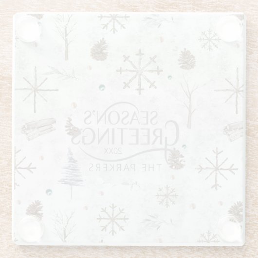 Boho Tigs & Pinecone Christmas ID986 ガラスコースター (裏面)