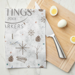 Boho Tigs & Pinecone Christmas ID986 キッチンタオル