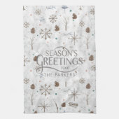 Boho Tigs & Pinecone Christmas ID986 キッチンタオル (縦)