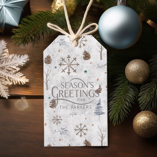 Boho Tigs & Pinecone Christmas ID986 ギフトタグ