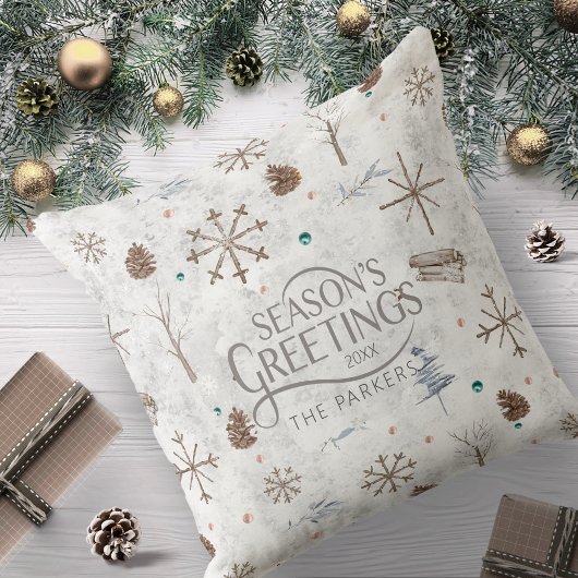 Boho Tigs & Pinecone Christmas ID986 クッション