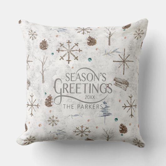 Boho Tigs & Pinecone Christmas ID986 クッション (正面)