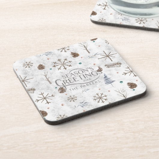 Boho Tigs & Pinecone Christmas ID986 コースター (左側)