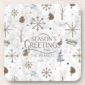 Boho Tigs & Pinecone Christmas ID986 コースター (正面)