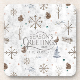 Boho Tigs & Pinecone Christmas ID986 コースター