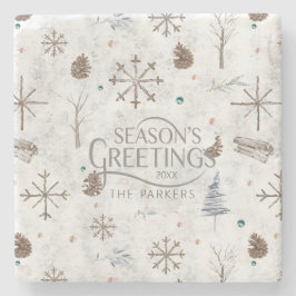 Boho Tigs & Pinecone Christmas ID986 ストーンコースター