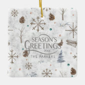 Boho Tigs & Pinecone Christmas ID986 セラミックオーナメント (正面)