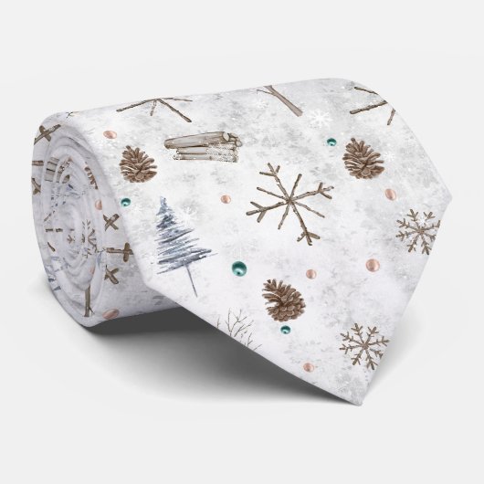 Boho Tigs & Pinecone Christmas ID986 ネクタイ (ロール)