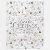 Boho Tigs & Pinecone Christmas ID986 フリースブランケット (正面)