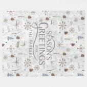 Boho Tigs & Pinecone Christmas ID986 フリースブランケット (正面(横))