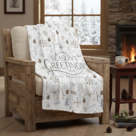 Boho Tigs & Pinecone Christmas ID986 フリースブランケット