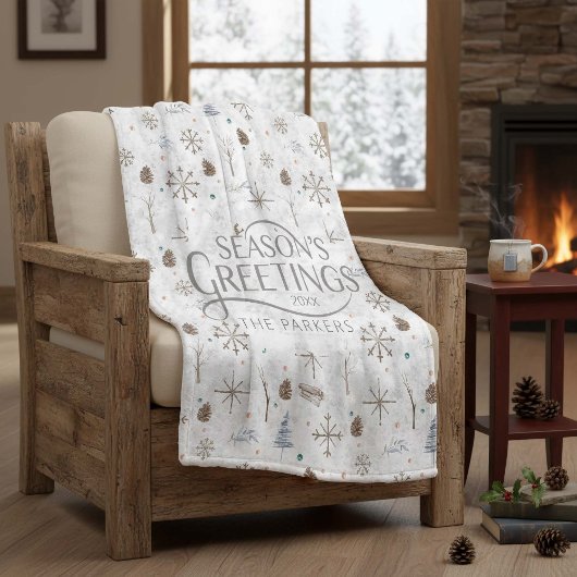 Boho Tigs & Pinecone Christmas ID986 フリースブランケット