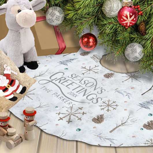 Boho Tigs & Pinecone Christmas ID986 ブラッシュドポリエステルツリースカート