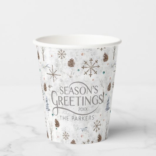 Boho Tigs & Pinecone Christmas ID986 紙コップ (正面)