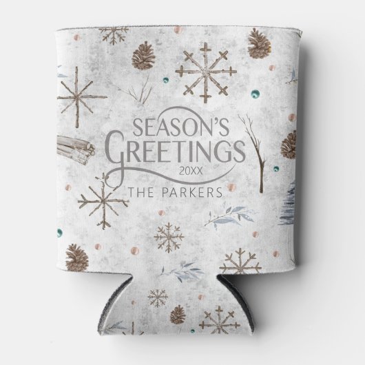 Boho Tigs & Pinecone Christmas ID986 缶クーラー (正面)