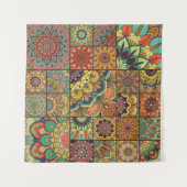 Boho tile set and seamless pattern. Colorful patch タペストリー (正面(横))