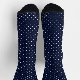 Boho Tiny Polka Dots Rockabilly Cute Navy Blue ソックス