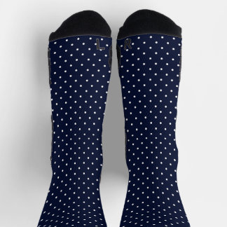 Boho Tiny Polka Dots Rockabilly Cute Navy Blue ソックス