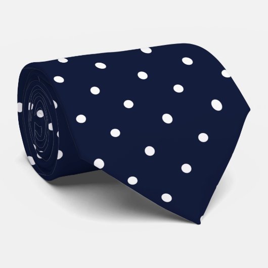 Boho Tiny Polka Dots Rockabilly Cute Navy Blue ネクタイ (ロール)