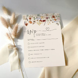 Boho Tiny Wildflower Wedding RSVPカード