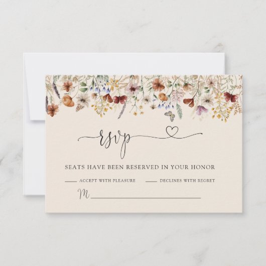 Boho Tiny Wildflower Wedding RSVPカード (正面)