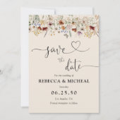 Boho Tiny Wilflower日付カードを保存 セーブザデート (正面)