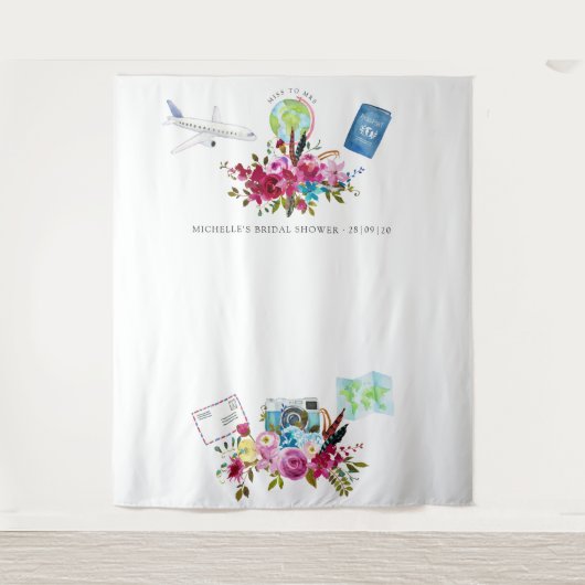 Boho To Mrs恋しく思ブライダルシャワーフォトブース タペストリー (正面)