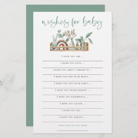 Boho Toys Sageが赤ちゃんシャワーゲームを目指す (正面/裏面)