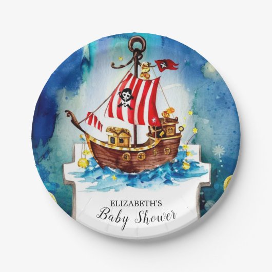Boho Treasure Pirateベビーシャワー ペーパープレート (正面)