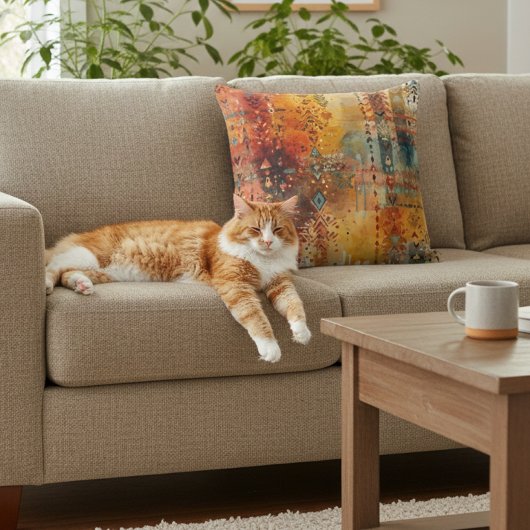 Boho Tribal Abstract Ethnic Pattern クッション