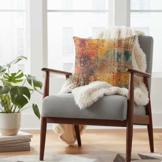 Boho Tribal Abstract Ethnic Pattern クッション