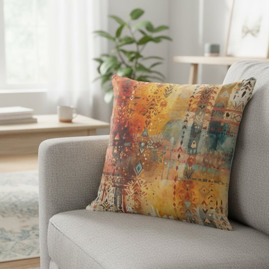 Boho Tribal Abstract Ethnic Pattern クッション