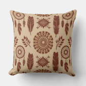 Boho Tribal Abstract Pattern | Earthy Geometric クッション (正面)