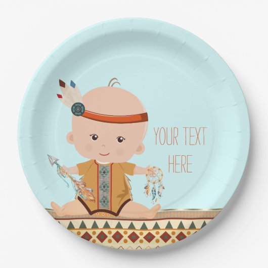 Boho Tribal Baby Shower ペーパープレート (正面)