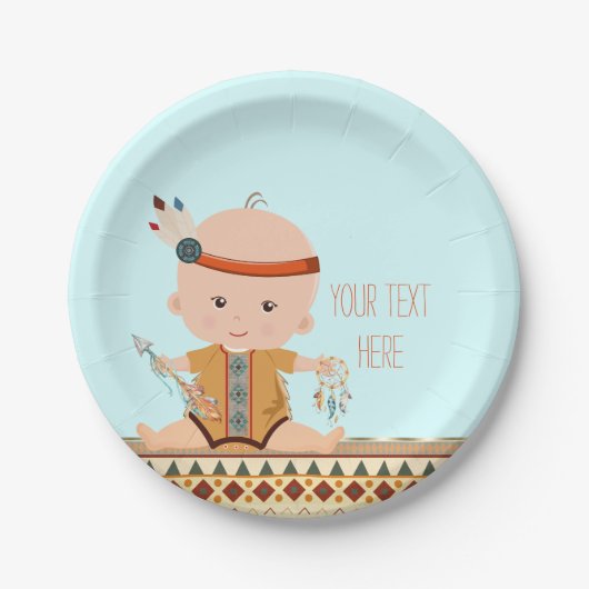 Boho Tribal Baby Shower ペーパープレート (正面)