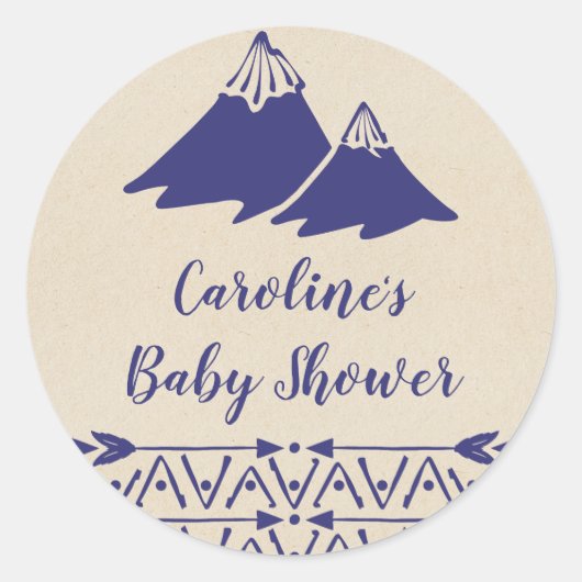 Boho Tribal Baby Shower ラウンドシール (正面)