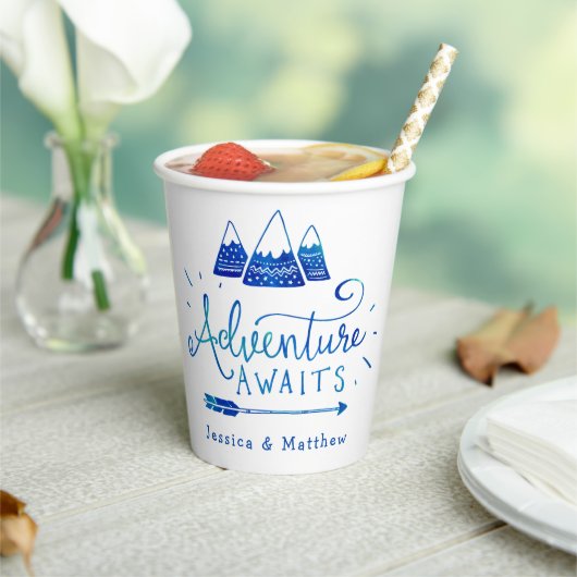 Boho Tribal Blue "アドベンチャー待ち"赤ちゃんシャワー 紙コップ (インサイチュ)