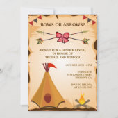 Boho Tribal BowまたはArrowsジェンダー表示パーティー 招待状 (正面)