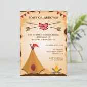 Boho Tribal BowまたはArrowsジェンダー表示パーティー 招待状 (スタンド正面)