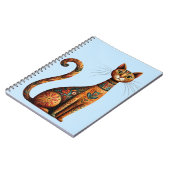 Boho Tribal Cat Cute Folk Art with Flowers ノートブック (左側)