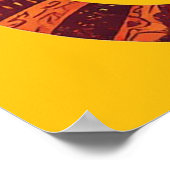 Boho Tribal Cat Cute Folk Art with Flowers ポスター (角)