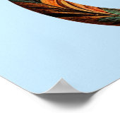 Boho Tribal Cat Cute Folk Art with Flowers ポスター (角)