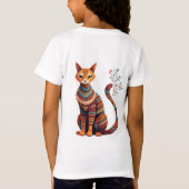 Boho Tribal Cat Illustration Cute Folk Art Design Tシャツ (裏面)
