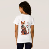 Boho Tribal Cat Illustration Cute Folk Art Design Tシャツ (裏面フル)
