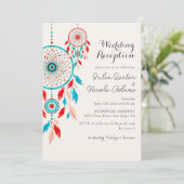 Boho Tribal feather Dreamcatcher Wedding Reception 招待状 (スタンド正面)