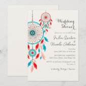 Boho Tribal feather Dreamcatcher Wedding Shower 招待状 (正面/裏面)