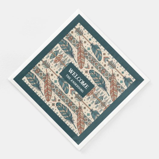 Boho Tribal Napkins Personalized Pastel Tableware (コーナー)