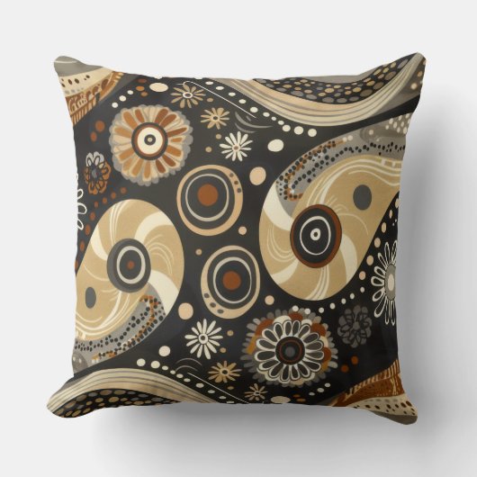 Boho Tribal Paisley & Mandala Pillow クッション (正面)