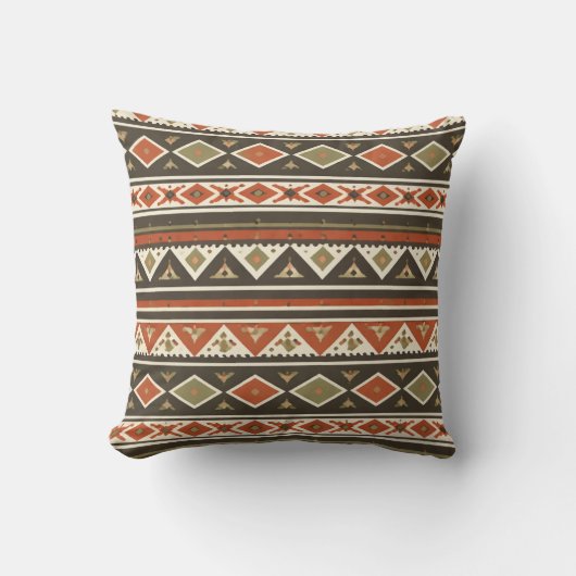 Boho Tribal Stripe Pattern Pillow  クッション (正面)